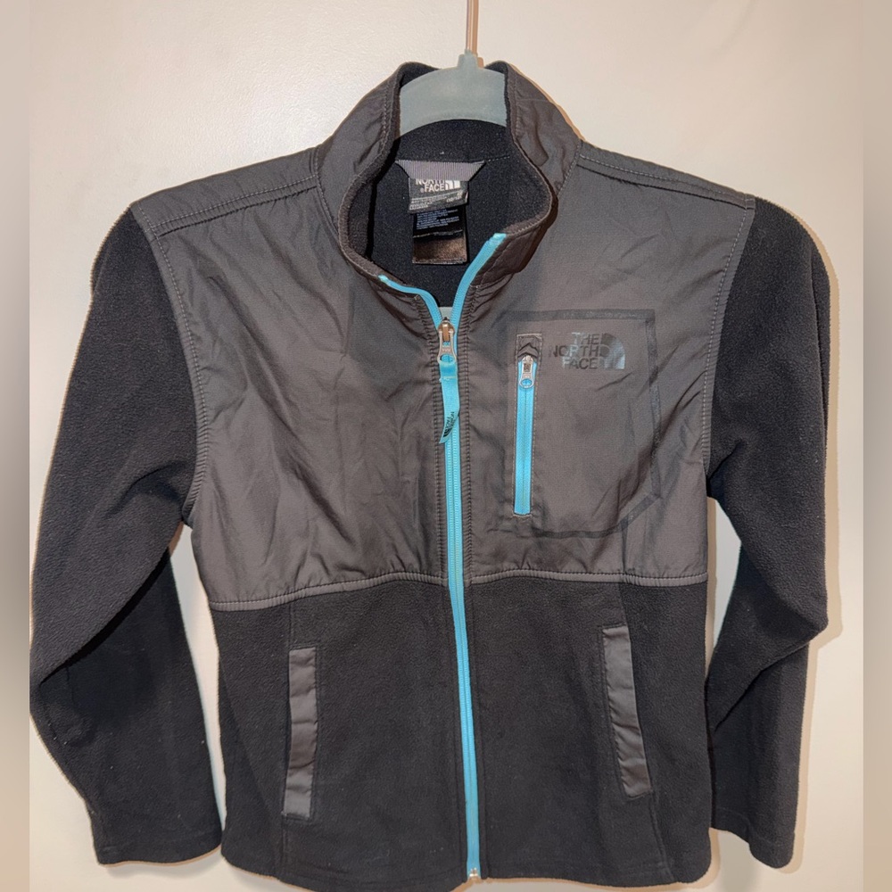 The North Face Kids' Black Fleece Jacket with Blue Zip, Boys Medium 10/12